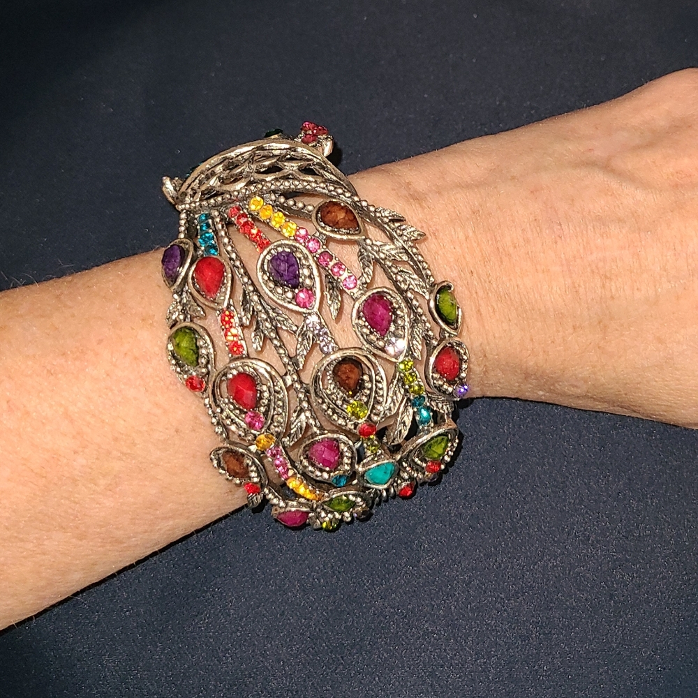 AJ Peacock Gemstone Hinge Cuff Bracelet NWT